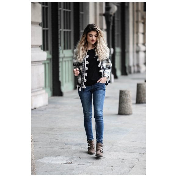 Deby Debo Pom Pom Tassel Jacket Sweater Cardigan Large - Picture 7 of 12